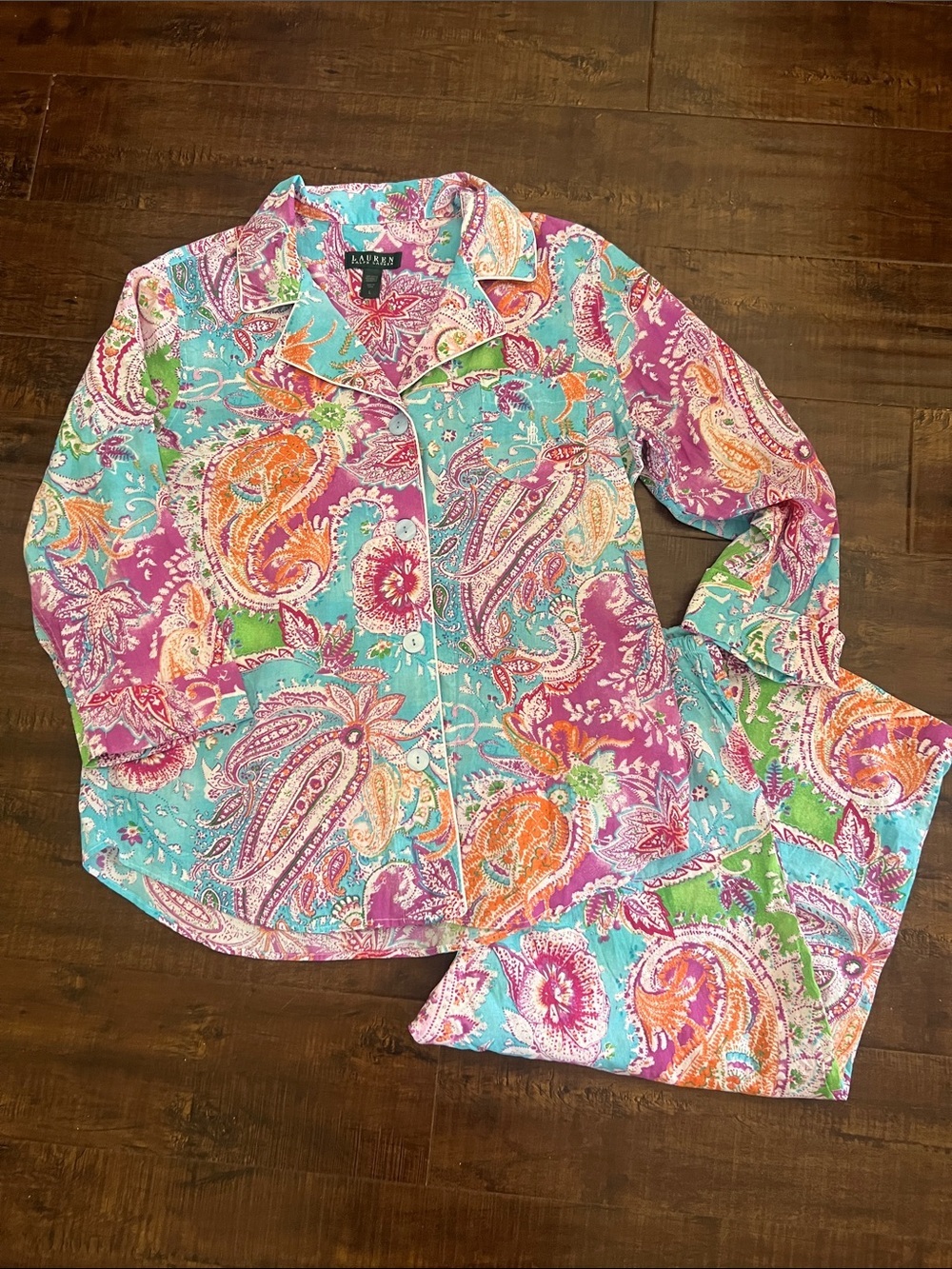 Ralph Lauren Purple and Aqua Paisley Popover